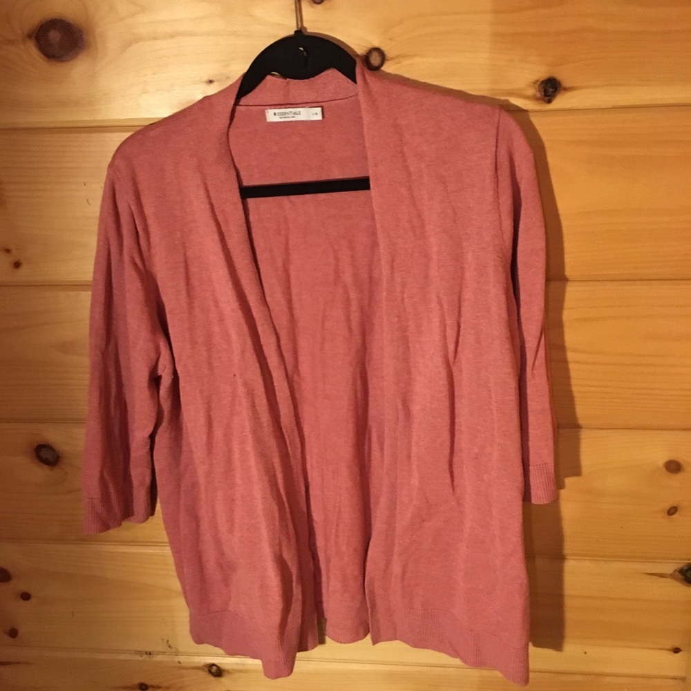 Essentials large pink cardigan, 3/4 sleeve.